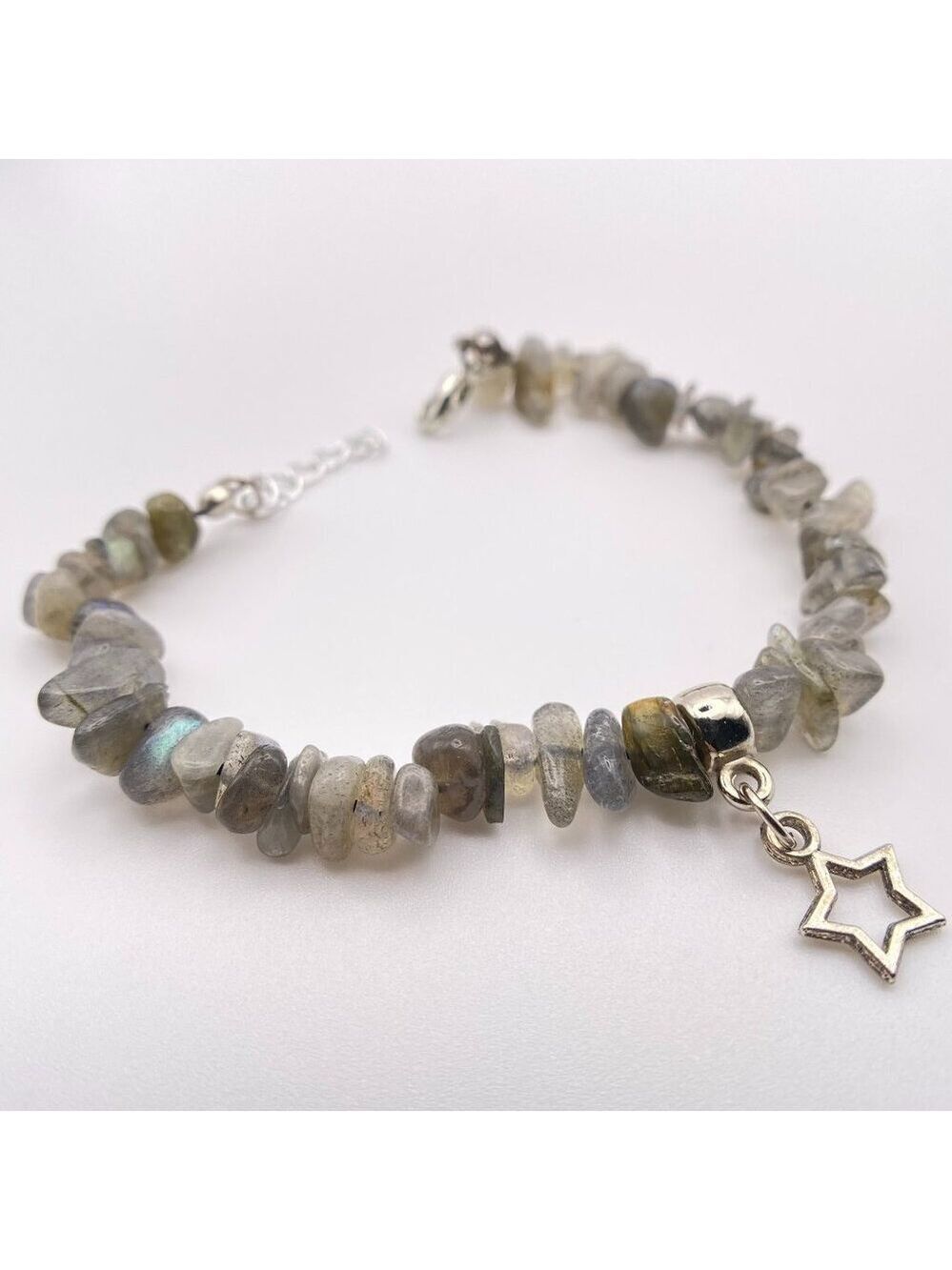 Handmade Beaded Stone Bracelet with Charm